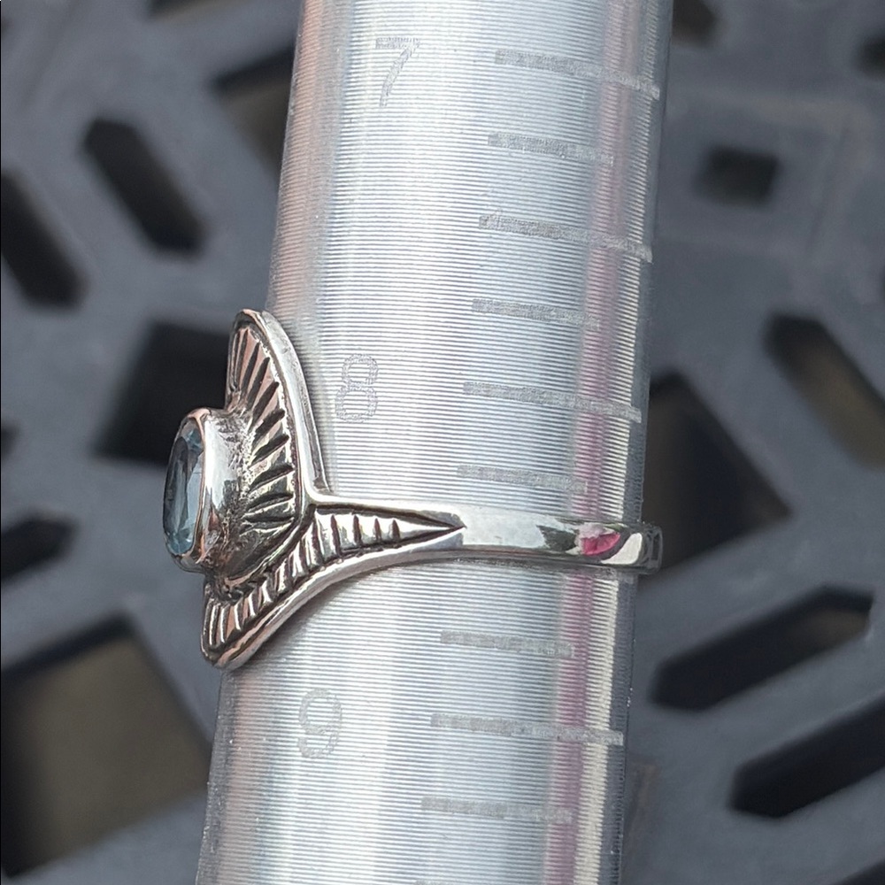 Genuine Natural Blue Topaz Oval Bezel Solitaire Ring Sterling Silver Size 8.5 - Picture 12 of 13